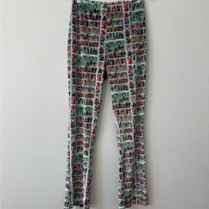 Fashion Brand Company Multicolor Cartoon Print Stretch Pants